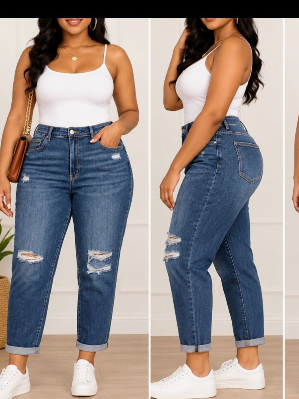 Vervet Los Angeles Distressed Cuffed Blue Ripped Denim Jeans Women's Size 16